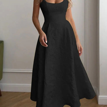 A - Line Dress Women Solid Low Chest Maxi Dress - A - Line Dress - JIM & NORA - Mad Fly Essentials