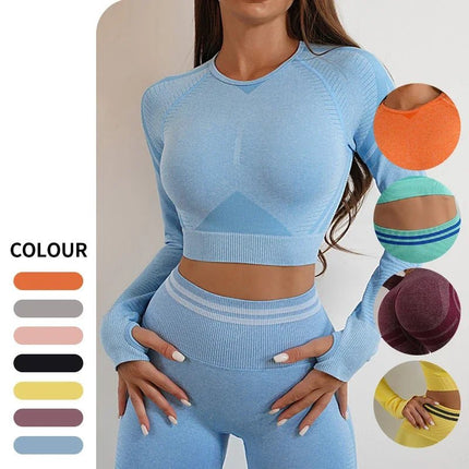 Activewear Set Women Solid Blue Leggings Crop Top Set - Activewear Set - Ensemble - Mad Fly Essentials