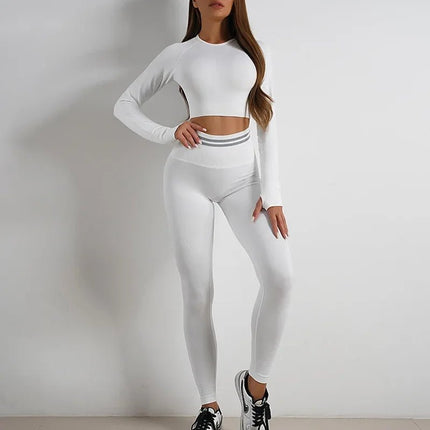 Activewear Set Women Solid Blue Leggings Crop Top Set - Activewear Set - Ensemble - Mad Fly Essentials