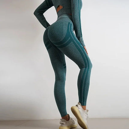 Activewear Set Women Solid Blue Leggings Crop Top Set - Activewear Set - Ensemble - Mad Fly Essentials