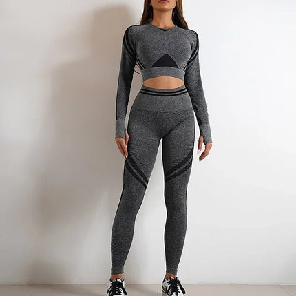 Activewear Set Women Solid Blue Leggings Crop Top Set - Activewear Set - Ensemble - Mad Fly Essentials