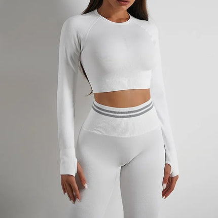 Activewear Set Women Solid Blue Leggings Crop Top Set - Activewear Set - Ensemble - Mad Fly Essentials