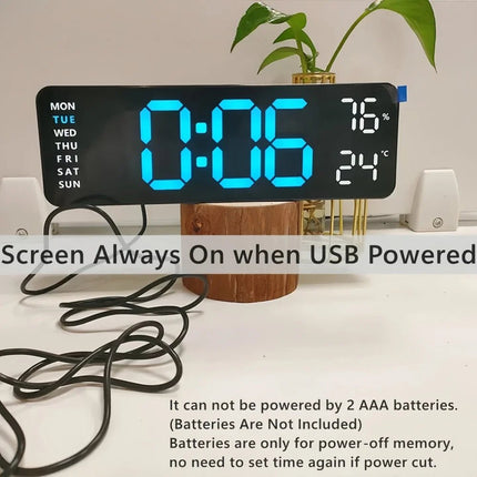 Alarm Clock 9 Inch Digital LED USB Wall Clock Alarm Clock The Vinyl Clock Mad Fly Essentials
