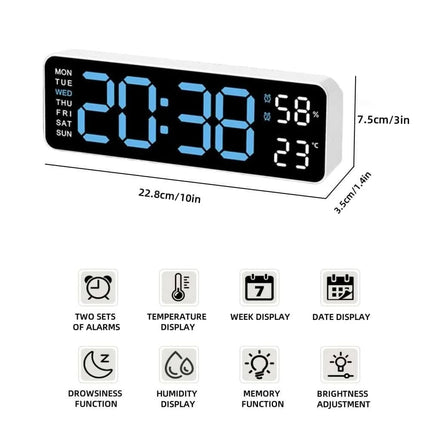Alarm Clock 9 Inch Digital LED USB Wall Clock Alarm Clock The Vinyl Clock Mad Fly Essentials