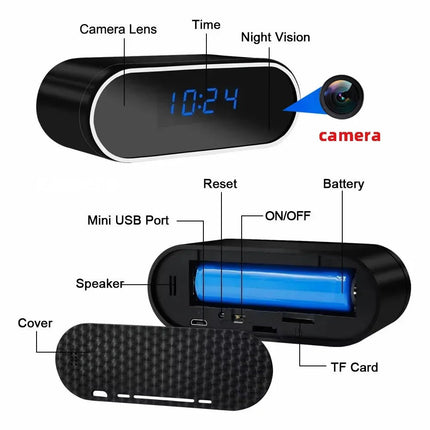 Alarm Clock Mini Night Vision 1080P Camera - Alarm Clock - iSurvivor - Mad Fly Essentials