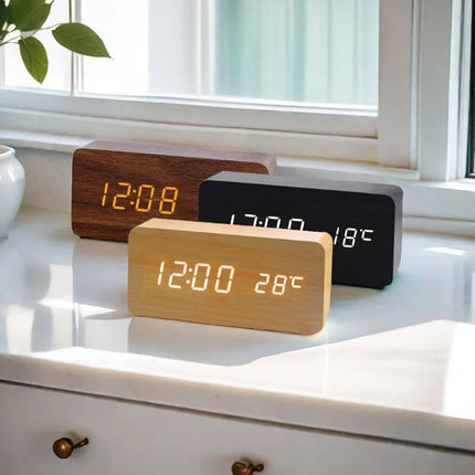 Alarm Clock Wireless Wooden Digital LED Clock - Alarm Clock - Niditon - Mad Fly Essentials