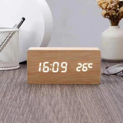 Alarm Clock Wireless Wooden Digital LED Clock - Alarm Clock - Niditon - Mad Fly Essentials
