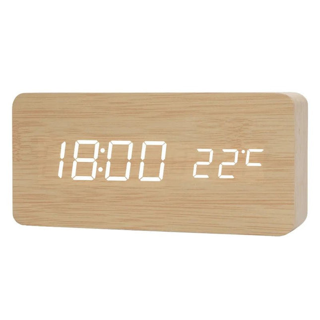 Alarm Clock Wireless Wooden Digital LED Clock - Alarm Clock - Niditon - Mad Fly Essentials