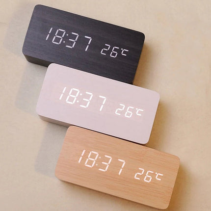 Alarm Clock Wireless Wooden Digital LED Clock - Alarm Clock - Niditon - Mad Fly Essentials