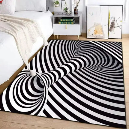 Area Rug 3D Vortex Illusion Black White Rug - Area Rug - cLoocL - Mad Fly Essentials