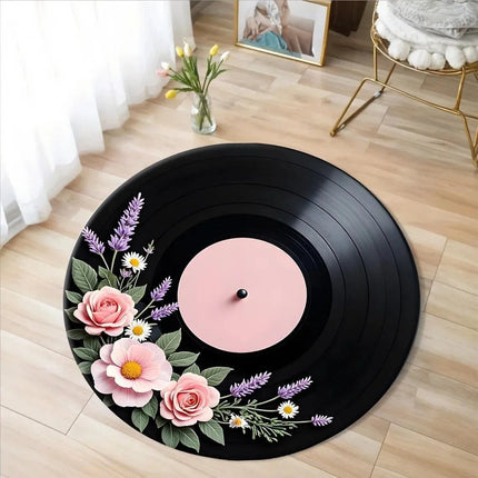 Area Rug Retro Audio Record Circular Bedroom Floor Mat - Area Rug - Metal-Age - Mad Fly Essentials