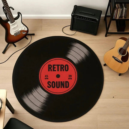 Area Rug Retro Audio Record Circular Bedroom Floor Mat - Area Rug - Metal-Age - Mad Fly Essentials