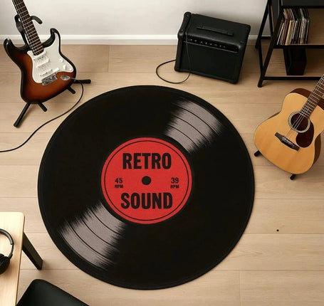 Area Rug Retro Audio Record Circular Bedroom Floor Mat - Area Rug - Metal-Age - Mad Fly Essentials