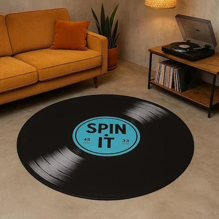 Area Rug Retro Audio Record Circular Bedroom Floor Mat - Area Rug - Metal-Age - Mad Fly Essentials