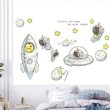 Astronaut Moon Planets Mural 3D Wall Sticker - 3D Wall Sticker - FEISITA - Mad Fly Essentials