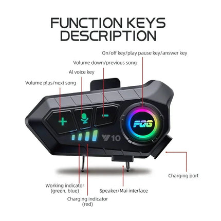 Auto Essentials Bluetooth Motorcycle Intercom Noise-Reduction Headset - Auto Essentials - Autoeye - Mad Fly Essentials