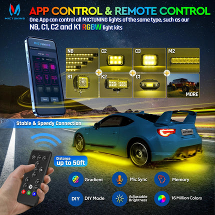 Auto LED Light N8 RGBW Underglow Wireless App Lights - Auto LED Light - BLALION - Mad Fly Essentials
