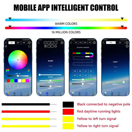 Auto LED Light RGB Remote APP DRL Strip Hood Decor - Auto LED Light - Kiend - Mad Fly Essentials
