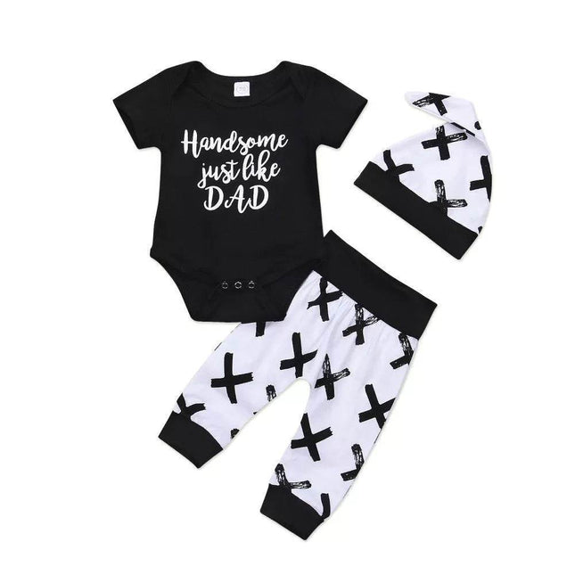Baby Boy 0 - 24M Handsome Like Dad 3pc Clothing Set - Clothing Set - Canrulo - Mad Fly Essentials