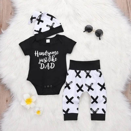 Baby Boy 0 - 24M Handsome Like Dad 3pc Clothing Set - Clothing Set - Canrulo - Mad Fly Essentials