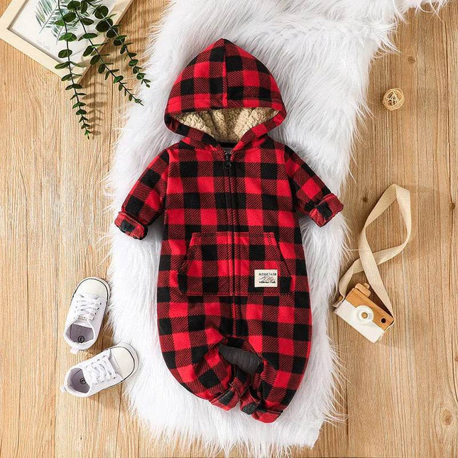 Boy 3 - 24M Cute Plaid Dinosaur Baby Romper - Baby Romper - KAYDEA - Mad Fly Essentials