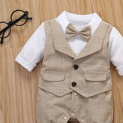 Baby Boy Plaid Formal Gentleman Outfit - Mad Fly Essentials