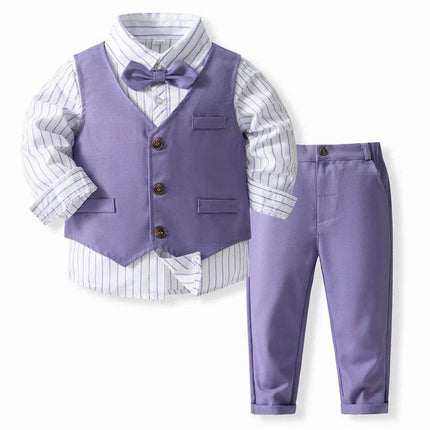 Baby Boy 4pc Boutique Purple Gentleman Outfit - Mad Fly Essentials