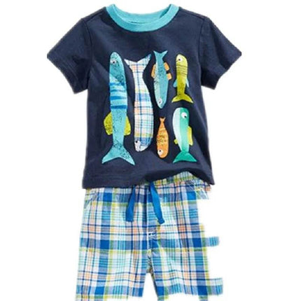Baby Boy Animal Crab Plaid Sleepwear Pajama Set - Pajama Set - Hooyi - Mad Fly Essentials