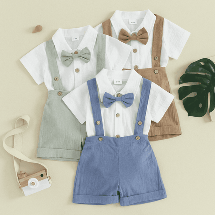 Baby Boy Blue Brown Clothing Set Gentleman Outfit - Gentleman Outfit - Top and top - Mad Fly Essentials