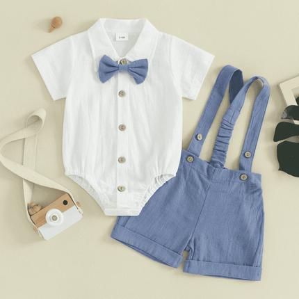 Baby Boy Blue Brown Clothing Set Gentleman Outfit - Gentleman Outfit - Top and top - Mad Fly Essentials