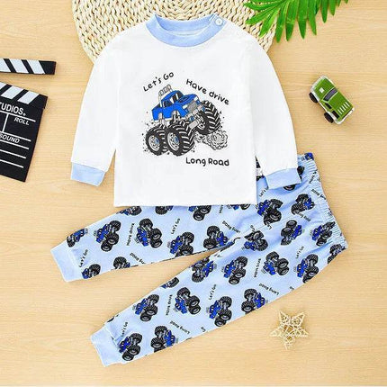 Baby Boy Blue Dinosaur Top Pants Pajama Set - Pajama Set - Goku - Mad Fly Essentials
