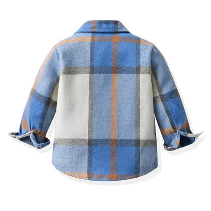 Baby Boy Blue Grey Plaid Clothing Set Gentleman Outfit - Gentleman Outfit - Top and top - Mad Fly Essentials
