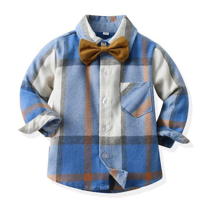 Baby Boy Blue Grey Plaid Clothing Set Gentleman Outfit - Gentleman Outfit - Top and top - Mad Fly Essentials