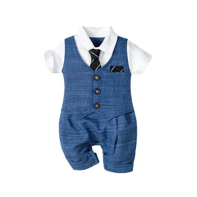 Baby Boy Blue Tie Striped Clothing Set Gentleman Outfit - Gentleman Outfit - Prowow - Mad Fly Essentials