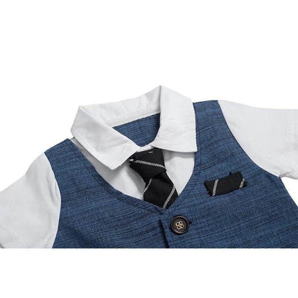 Baby Boy Blue Tie Striped Clothing Set Gentleman Outfit - Gentleman Outfit - Prowow - Mad Fly Essentials