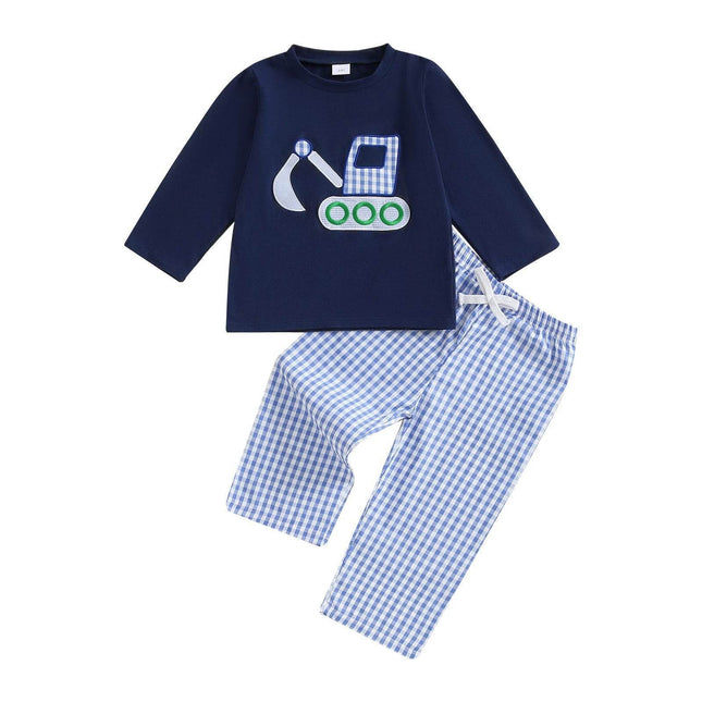 Baby Boy Bulldozer Plaid Clothing Set - Mad Fly Essentials