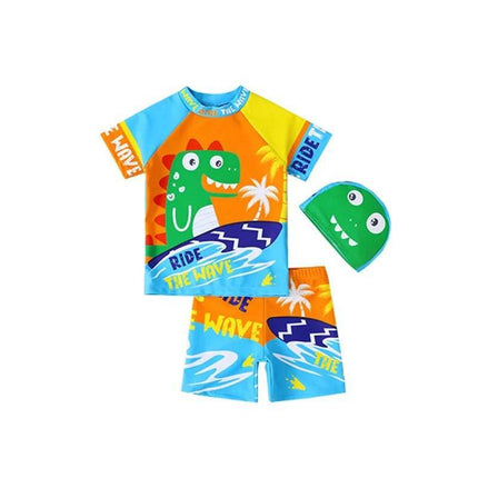 Baby Boy Cartoon Dinosaur 3D 3pc Swimwear Set - Swimwear Set - Beach Fellow - Mad Fly Essentials