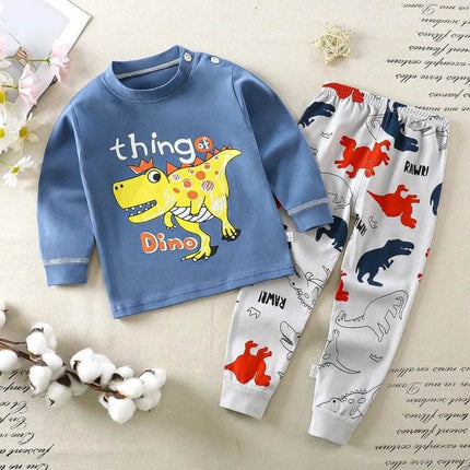 Baby Boy Cartoon Dinosaur Long Pajama Set - Pajama Set - ABaby - Mad Fly Essentials