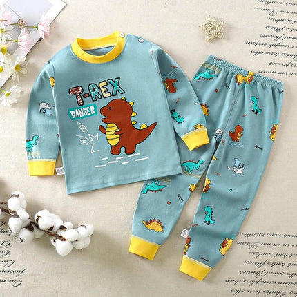 Baby Boy Cartoon Dinosaur Long Pajama Set - Pajama Set - ABaby - Mad Fly Essentials