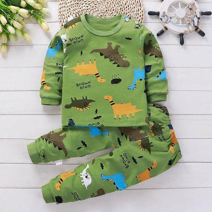 Baby Boy Cartoon Dinosaur Pajama Set - Pajama Set - A&J DESIGN - Mad Fly Essentials