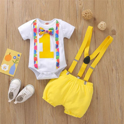 Baby Boy First Birthday Rompers Overall Clothing Set - Clothing Set - Prowow - Mad Fly Essentials