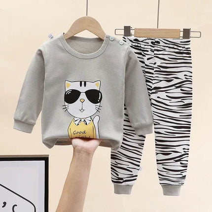 Baby Boy Funny Animal Long Sleepwear Pajama Set - Pajama Set - Hooyi - Mad Fly Essentials
