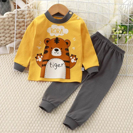 Baby Boy Funny Animal Long Sleepwear Pajama Set - Pajama Set - Hooyi - Mad Fly Essentials