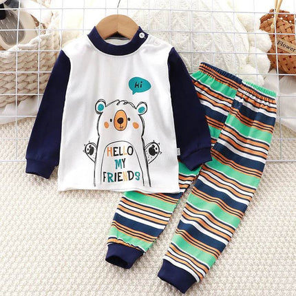Baby Boy Funny Animal Long Sleepwear Pajama Set - Pajama Set - Hooyi - Mad Fly Essentials