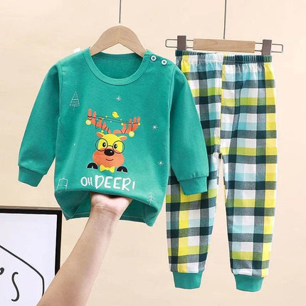 Baby Boy Funny Animal Long Sleepwear Pajama Set - Pajama Set - Hooyi - Mad Fly Essentials