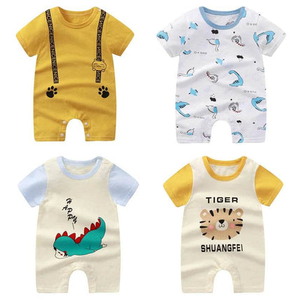 Boy Funny Animal Short Baby Romper - Baby Romper - fanfiluca - Mad Fly Essentials