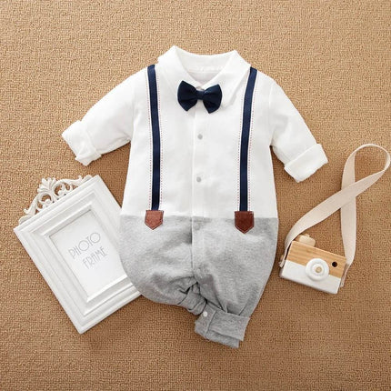 Baby Boy Gentleman Necktie Party Romper Jumpsuit - Mad Fly Essentials