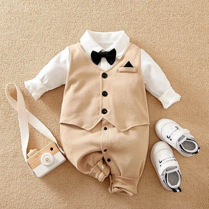 Baby Boy Gentleman Necktie Party Romper Jumpsuit - Mad Fly Essentials