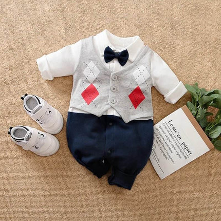 Baby Necktie Romper Jumpsuit Boys Dress Formal Wear - Boys Dress Formal Wear - Prowow - Mad Fly Essentials