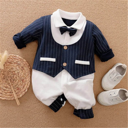 Baby Boy Gentleman Necktie Party Romper Jumpsuit - Mad Fly Essentials